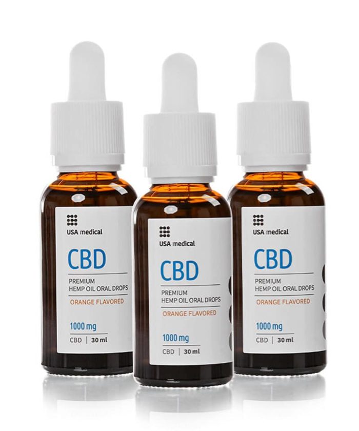 USA medical Oral Drops 1000mg CBD olej | 30 ml x 3 ks