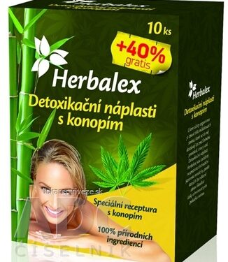 Herbalex Detoxikačné náplasti s konopou 10 ks + 40% gratis (14 ks)