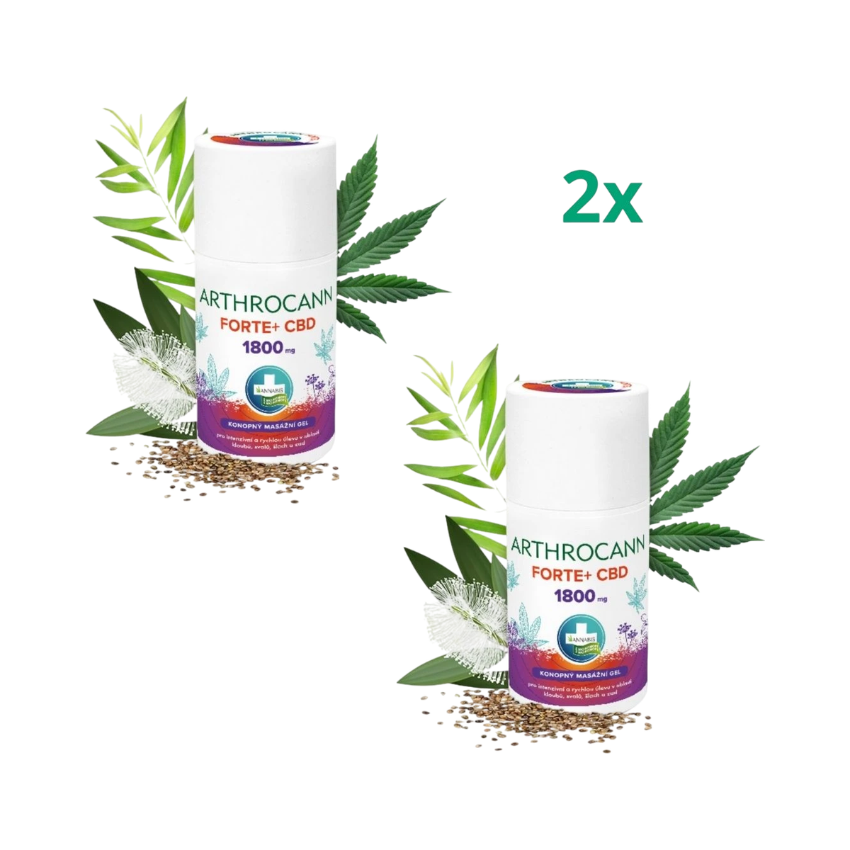 Zvýhodnený set: 2x ARTHROCANN konopný masážny gél FORTE+1800 mg CBD - 90 ml - Annabis